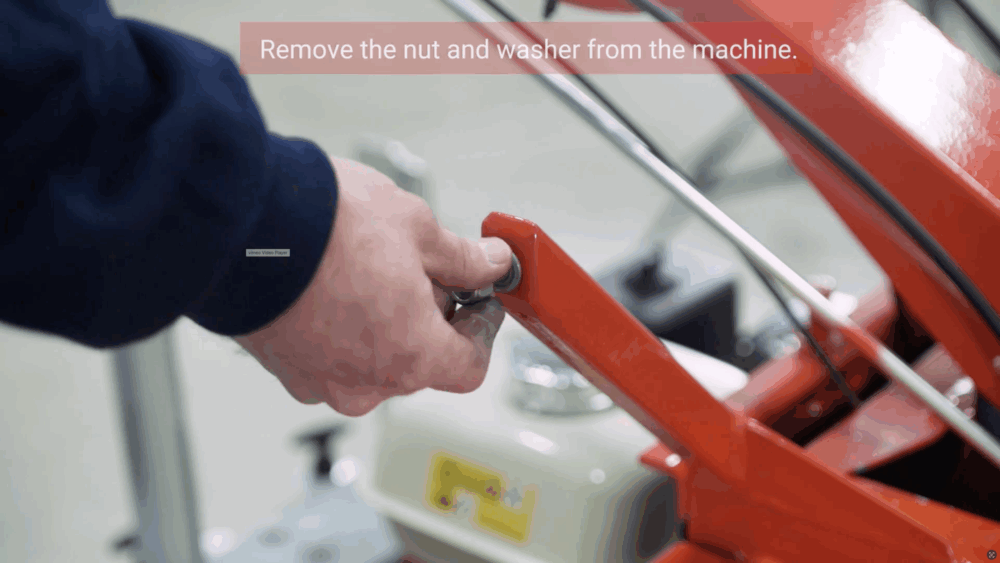 #1 Remove the nut and washer from the machine.