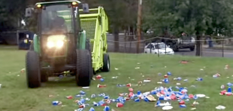 litter collection on grass