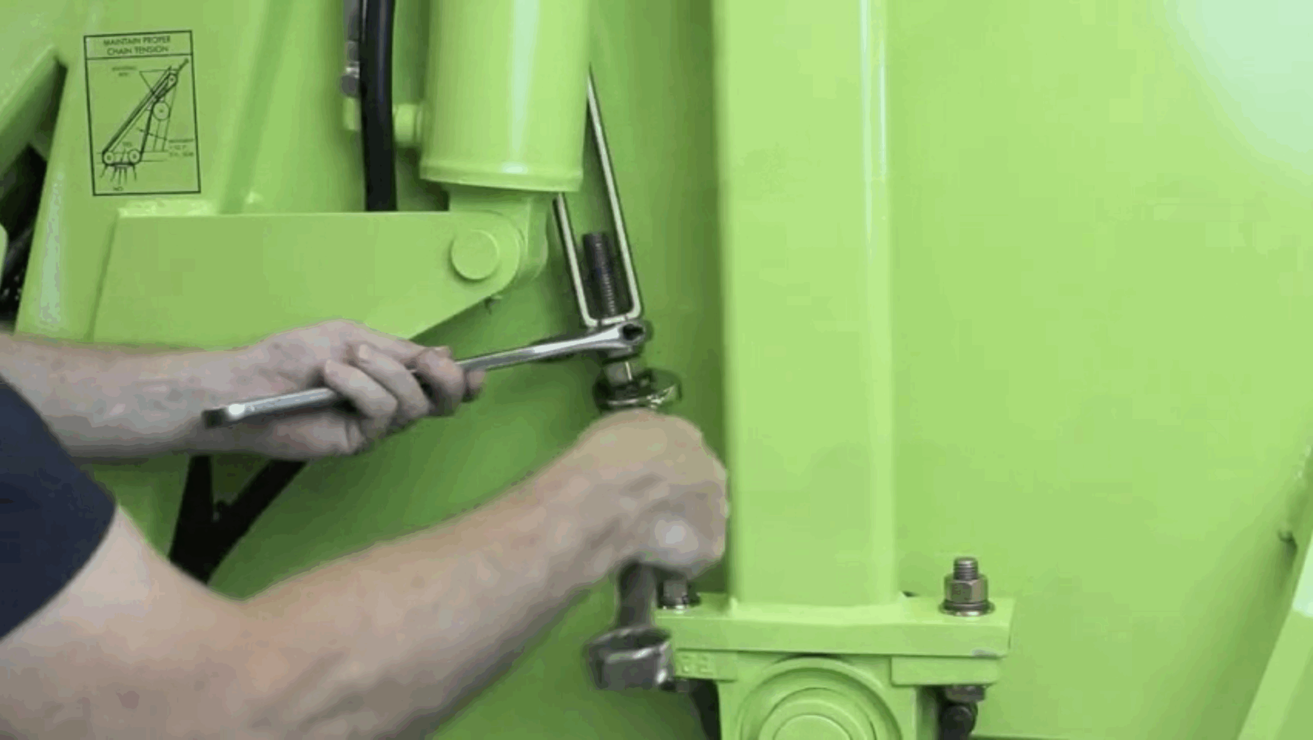 #3 To tighten the Dump Chains, start by loosening the jam-nut.