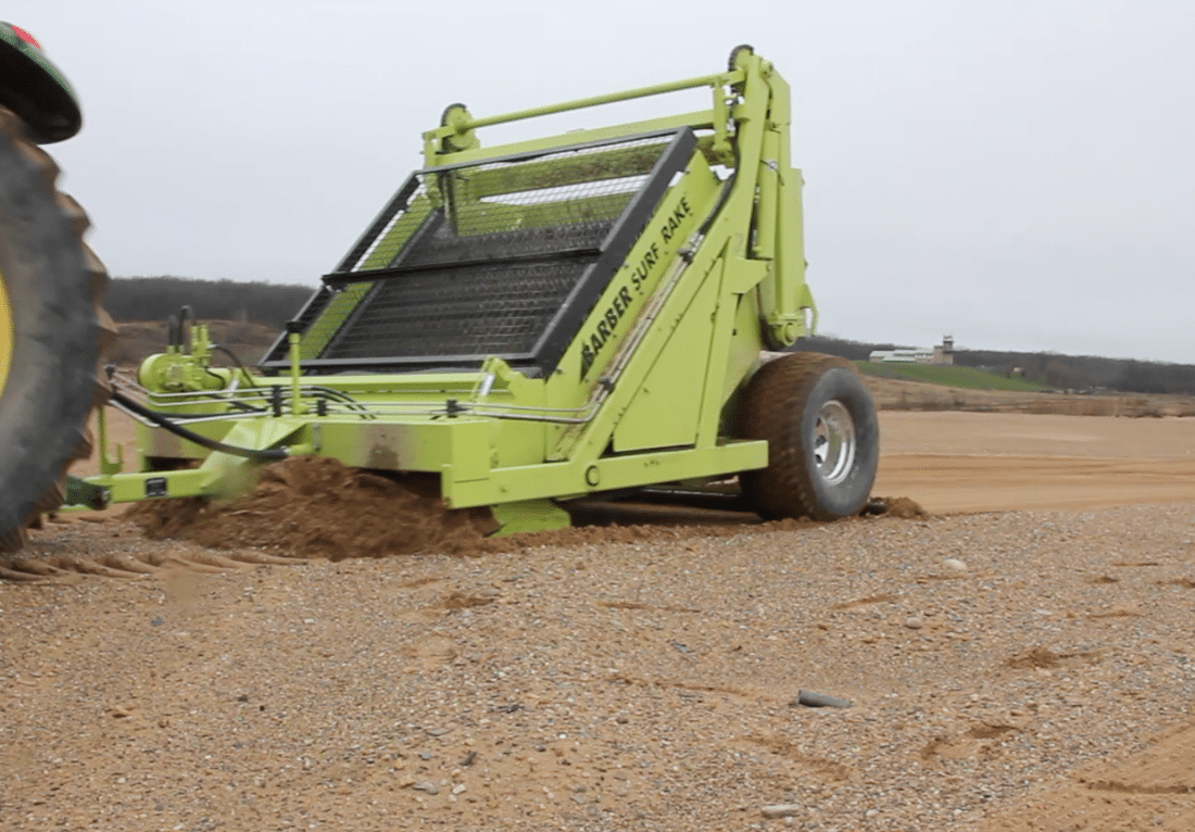 Turf Rake for Spent Strafing Range Munitions Removal