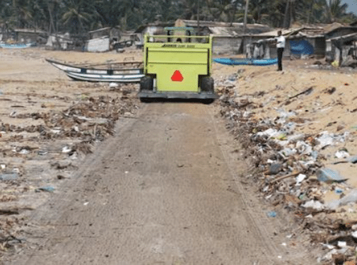 beach litter removed by surf rake