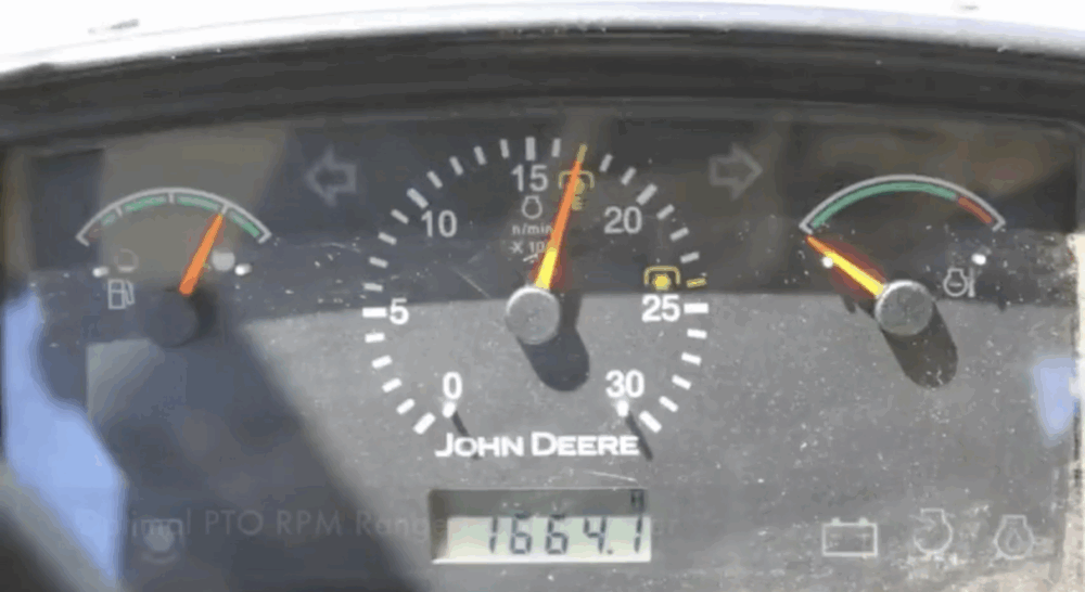 Most tractors indicate the optimal RPM range on their tachometer.