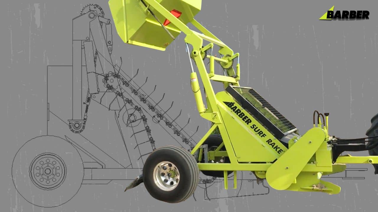 beach cleaner and technical drawing of its design
