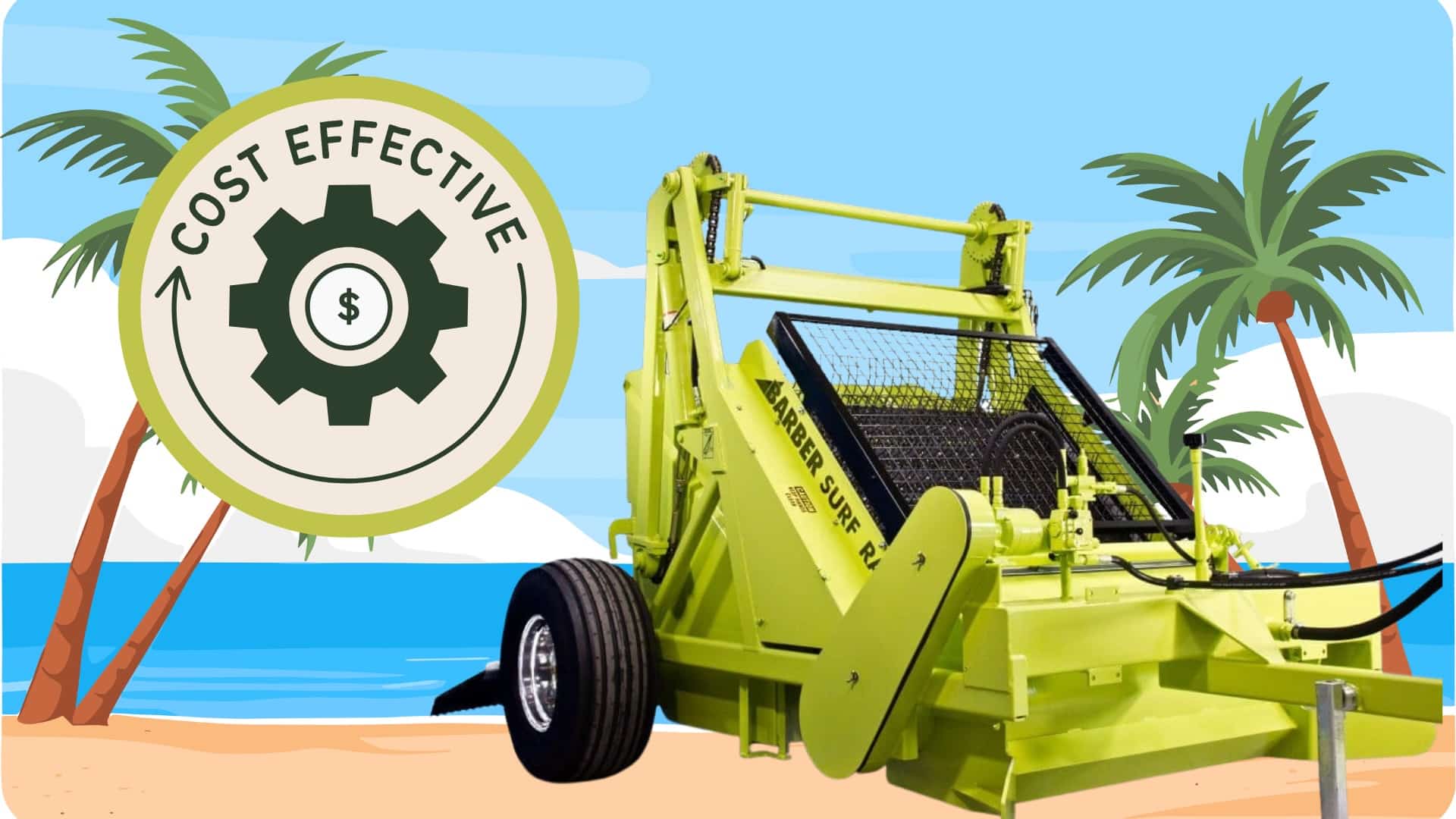 graphic highlighting costs for a beach cleaner