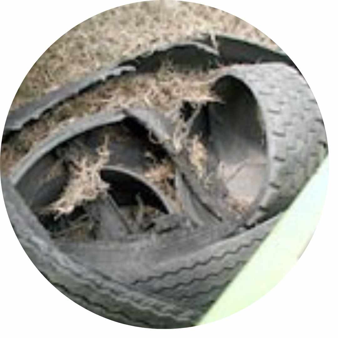 tire treads in hopper